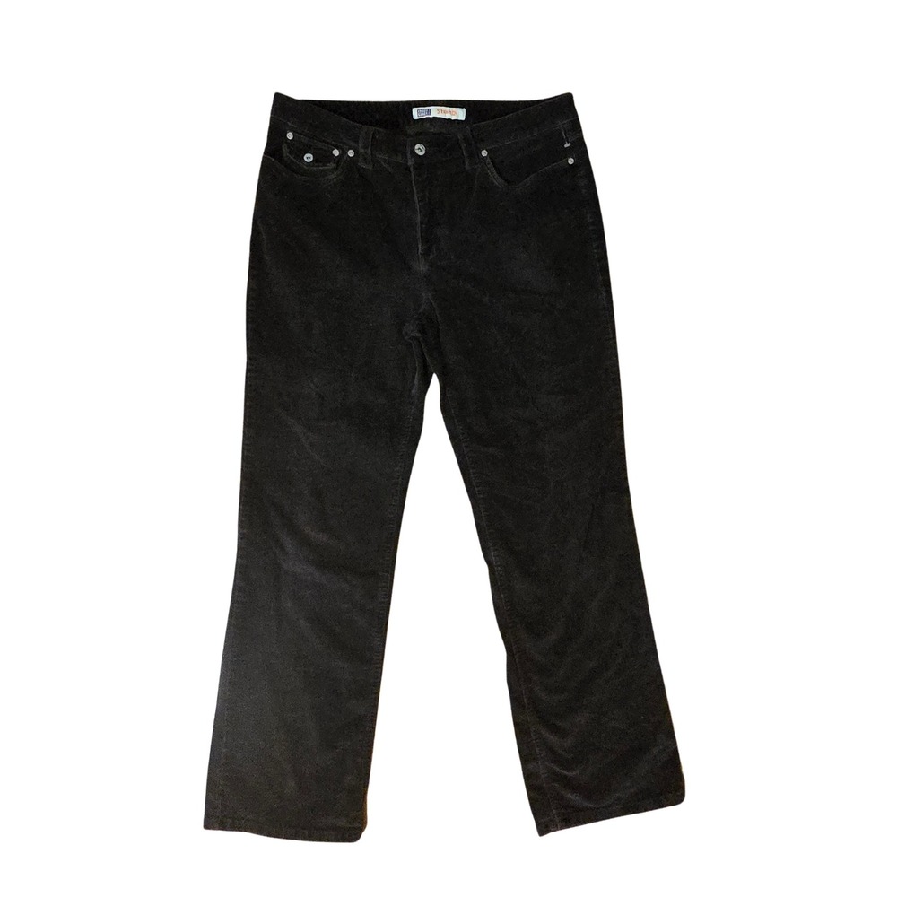 Faded Glory Womens Black Stretch Corduroy Straight Leg Pants Size 16 FGL44405